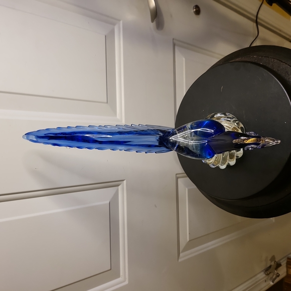 Mid-Century Murano Blown Glass Blue and Gold Pheasant 12" - Picture 13 of 13